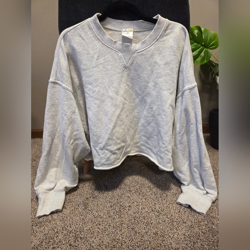 Aerie Offline Sz LARGE Gray Women's Cropped Sweatshirt